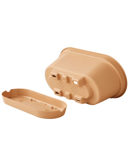 Jardinière en plastique Autonome 50cm + Soucoupe Clipsée havane - 8,6 L - ECLOZ ECLOZ Jardinière en plastique