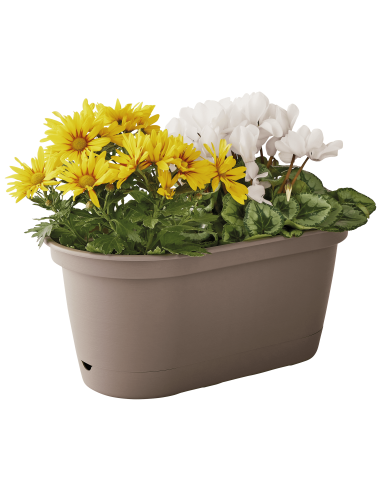 Jardinière en plastique Autonome 50cm + Soucoupe Clipsée taupe - 8,6 L - ECLOZ ECLOZ Jardinière en plastique