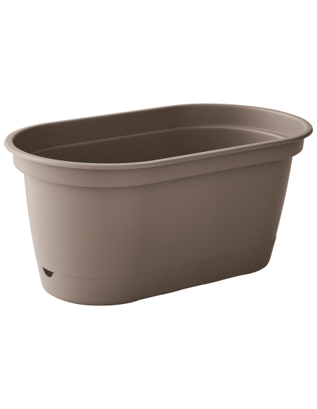 Jardinière en plastique Autonome 50cm + Soucoupe Clipsée taupe - 8,6 L - ECLOZ ECLOZ Jardinière en plastique
