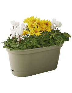 Jardinière en plastique Autonome 60cm + Soucoupe Clipsée kaki - 11L - ECLOZ ECLOZ Jardinière en plastique