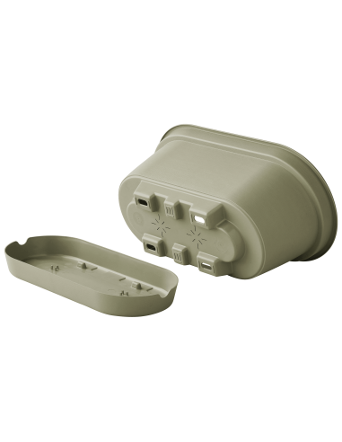 Jardinière en plastique Autonome 60cm + Soucoupe Clipsée kaki - 11L - ECLOZ ECLOZ Jardinière en plastique
