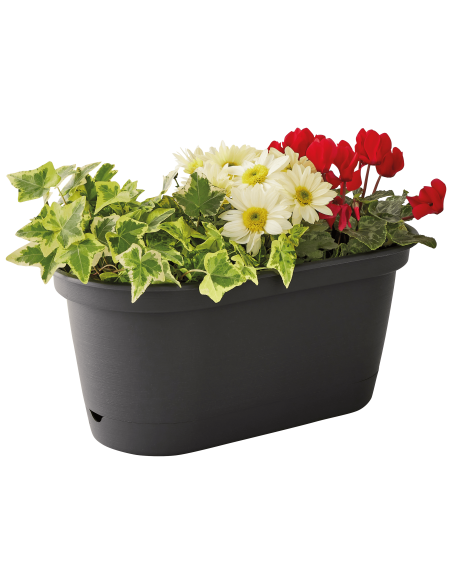Jardinière en plastique Autonome 60cm + Soucoupe Clipsée anthracite - 11L - ECLOZ ECLOZ Jardinière en plastique