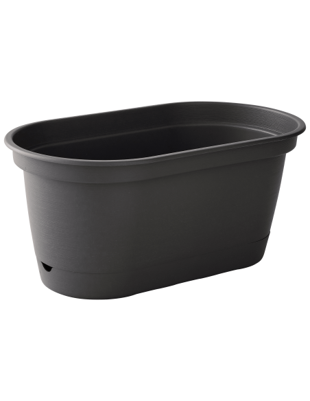 Jardinière en plastique Autonome 60cm + Soucoupe Clipsée anthracite - 11L - ECLOZ ECLOZ Jardinière en plastique