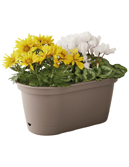 Jardinière en plastique Autonome 60cm + Soucoupe Clipsée taupe - 11L - ECLOZ ECLOZ Jardinière en plastique