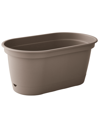 Jardinière en plastique Autonome 60cm + Soucoupe Clipsée taupe - 11L - ECLOZ ECLOZ Jardinière en plastique