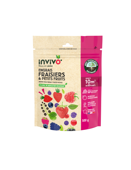Engrais fraisiers et arbustes à petits fruits 500g - Invivo Invivo - Nous on sème Engrais spécifique