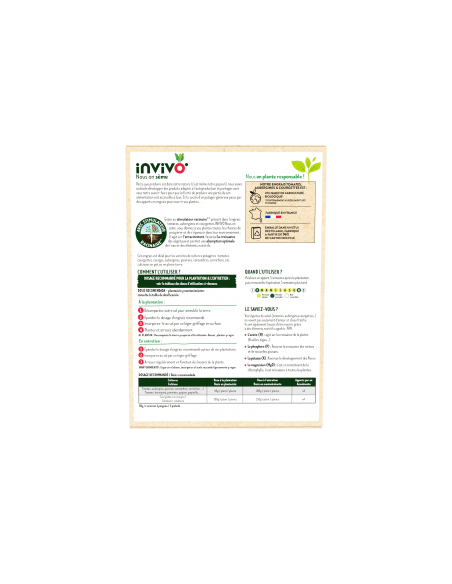 Engrais tomates, aubergines et courgettes 750g - Invivo Invivo - Nous on sème Engrais spécifique