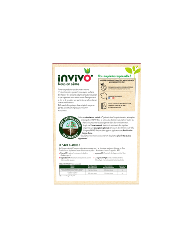 Engrais tomates, aubergines et courgettes 1,5 kg - Invivo Invivo - Nous on sème Engrais spécifique