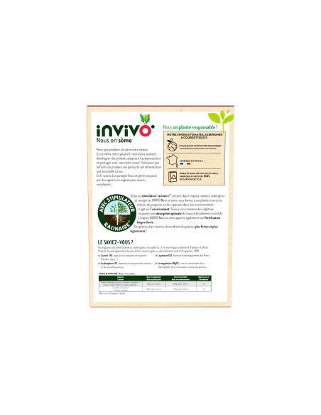 Engrais tomates, aubergines et courgettes 1,5 kg - Invivo Invivo - Nous on sème Engrais spécifique