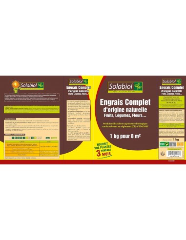 Engrais complet 1kg - Solabiol Solabiol Engrais spécifique