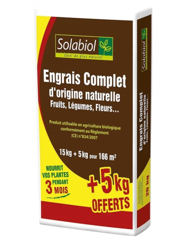 Engrais complet 15kg + 5 offerts - Solabiol Solabiol Engrais spécifique