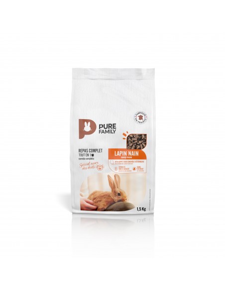 Aliment Lapin nain usure des dents 1,5kg - Pure Family Pure Family Aliment complet