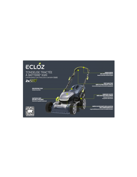 Tondeuse sur Batterie 2 x 20V - 46cm - ECLOZ ECLOZ Tondeuse à gazon