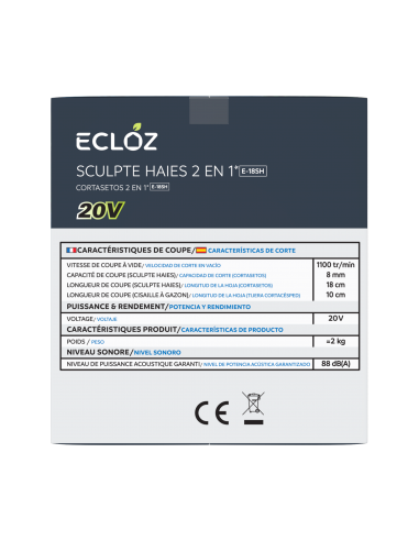 Sculpte haies 2 en 1 sur Batterie 20V - ECLOZ ECLOZ Elagueuse