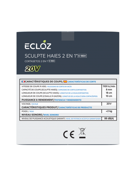Sculpte haies 2 en 1 sur Batterie 20V - ECLOZ ECLOZ Elagueuse