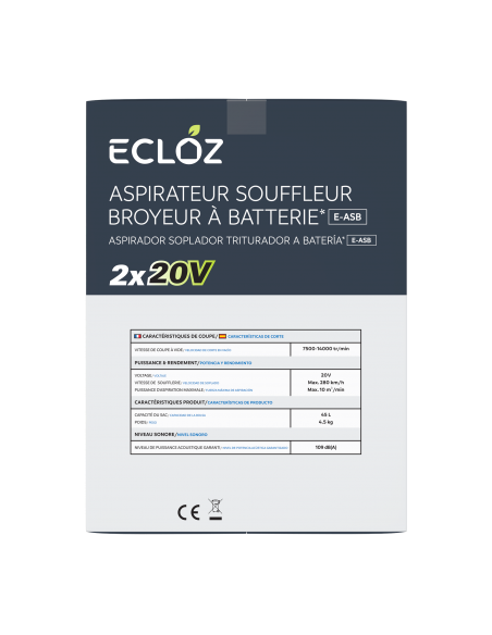 Aspirateur/ souffleur/ broyeur sur batterie 20V - ECLOZ ECLOZ Souffleur
