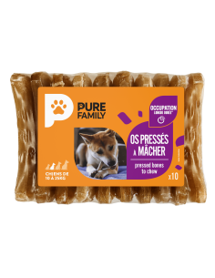 Os pressés à mâcher x 10 chien moyen - Pure Family Pure Family Os à mâcher