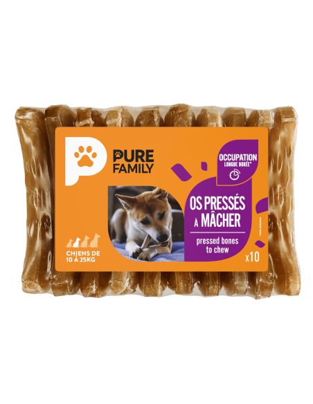 Os pressés à mâcher x 10 chien moyen - Pure Family Pure Family Os à mâcher