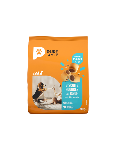 Biscuits Fourrés au Bœuf Sachet 400 g - Pure Family Pure Family Biscuit friandise