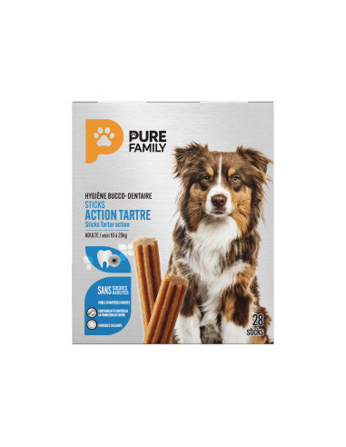 Stick Action Tartre chien moyen x28 - Pure Family Pure Family Friandise bucco-dentaire