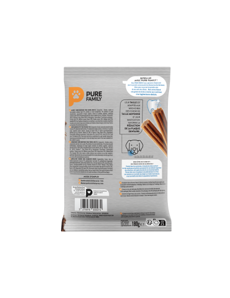 Stick Action Tartre chien moyen x7 - Pure Family Pure Family Friandise bucco-dentaire