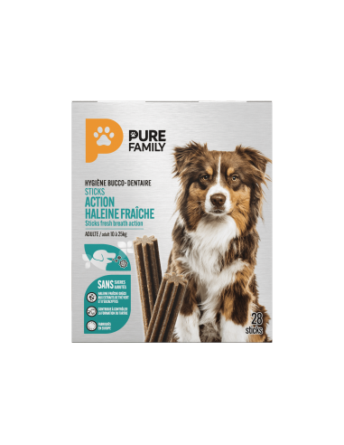 Stick Haleine Fraîche chien moyen x28 - Pure Family Pure Family Friandise bucco-dentaire