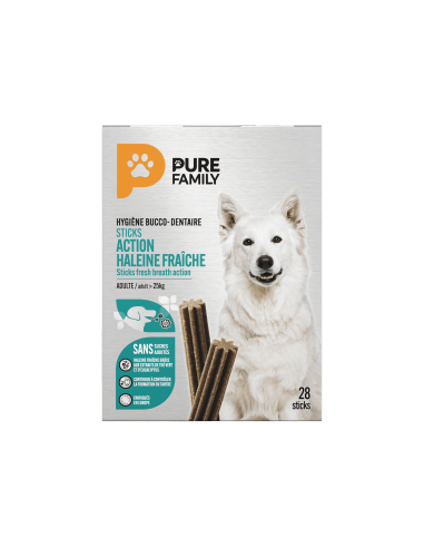 Stick Haleine Fraîche grand chien x28 - Pure Family Pure Family Friandise bucco-dentaire