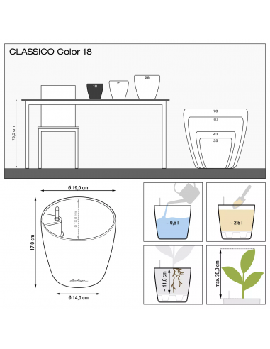 Pot à réserve d'eau Classico Color Ø28 cm Blanc - Lechuza Lechuza Pot à réserve d'eau