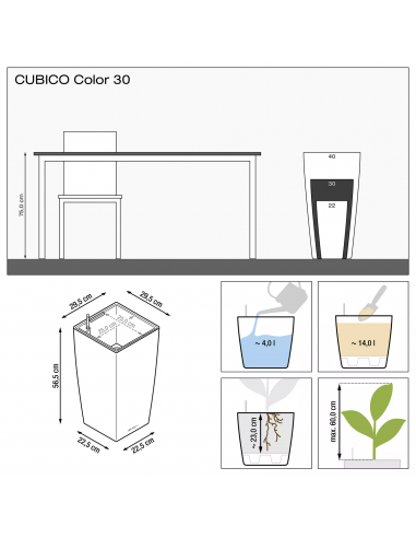 Pot à réserve d'eau Cubico Color 30 cm Blanc - Lechuza Lechuza Pot à réserve d'eau