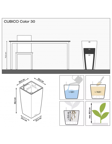 Pot à réserve d'eau Cubico Color 30 cm Blanc - Lechuza Lechuza Pot à réserve d'eau