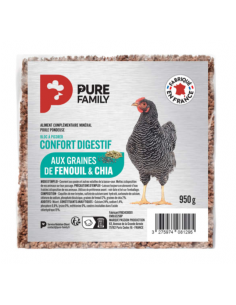 Bloc Confort Digestif pour Poules à picorer 950 g – Pure Family Pure Family Complément