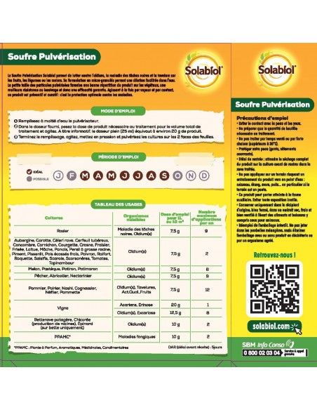 Soufre Pulvérisation 400g - Solabiol Solabiol Soin des plantes