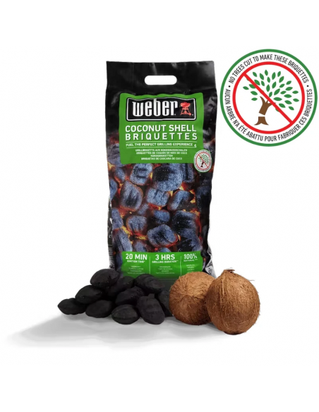Briquette de coques de noix de coco sac 4kg - Weber Weber Charbons de bois et allume-feux