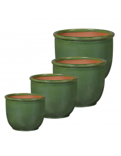 Pot en terre cuite émaillée Treviso Vert - NDT NDT Pot et bac émaillé rond