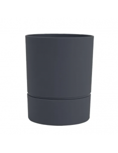 Pot rond gris anthracite Ø12,5 x H.15,5 cm Aquaduo - EDA Eda Pot à réserve d'eau