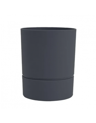 Pot rond gris anthracite Ø12,5 x H.15,5 cm Aquaduo - EDA Eda Pot à réserve d'eau