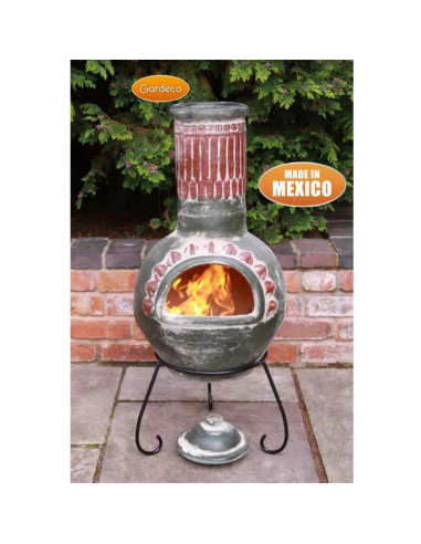 Brasero cheminée mexicaine Plumas Verte Ø.55 x H.125 cm - Gardeco Gardeco Brasero et parasol chauffant