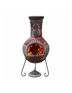 Brasero cheminée mexicaine Azteca Rouge Ø.55 x H.125 cm - Gardeco Gardeco Brasero et parasol chauffant