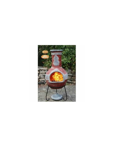 Brasero cheminée mexicaine Azteca Rouge Ø.55 x H.125 cm - Gardeco Gardeco Brasero et parasol chauffant