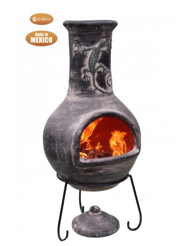 Brasero cheminée mexicaine Iguana XL Gris Ø.55 x H.125 cm - Gardeco Gardeco Brasero et parasol chauffant