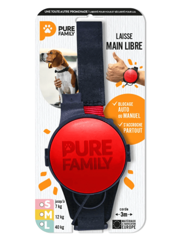 Laisse à main libre rouge taille S - Pure Family Pure Family Laisses et laisses à enrouleur