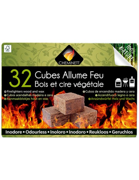 Cubes allume-feu barbecue x32  Charbons de bois et allume-feux