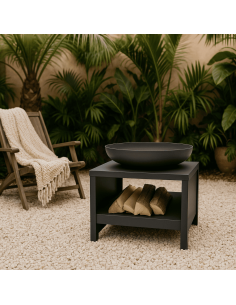 Braséro + Range Bûches - Esschert Design Esschert Design Brasero et parasol chauffant 2