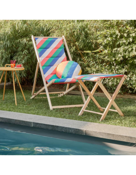Chilienne bois amovible avec têtière "Multicolore" - ECLOZ ECLOZ Relax, transat et bain de soleil
