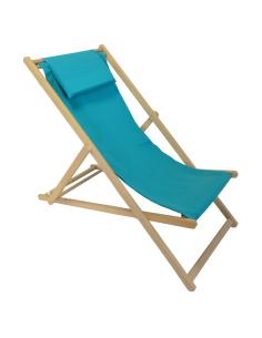 Chilienne bois amovible avec têtière Turquoise - ECLOZ ECLOZ Relax, transat et bain de soleil
