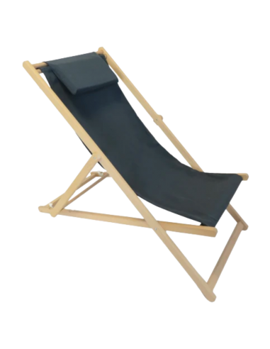 Chilienne bois amovible avec têtière Ardoise - ECLOZ ECLOZ Relax, transat et bain de soleil