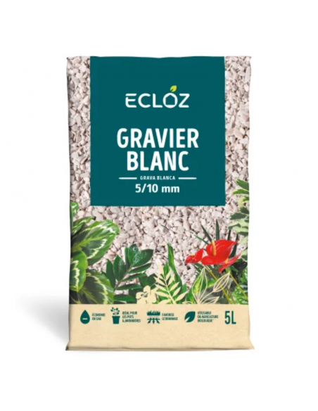 Gravier blanc 5L - Calibre 5/10mm - ECLOZ ECLOZ Gravier, gravillon et galet
