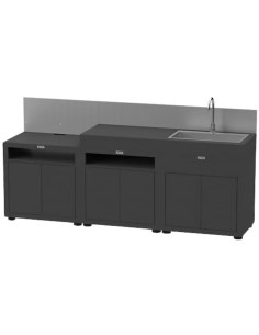 Cuisine extérieure en 3 élément crédence noire - Le Marquier Le Marquier Accessoires barbecue et plancha