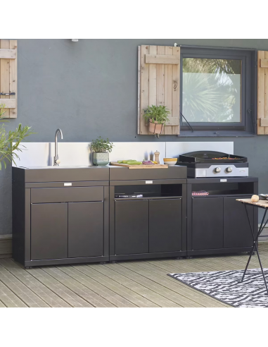 Cuisine extérieure en 3 élément crédence noire - Le Marquier Le Marquier Accessoires barbecue et plancha