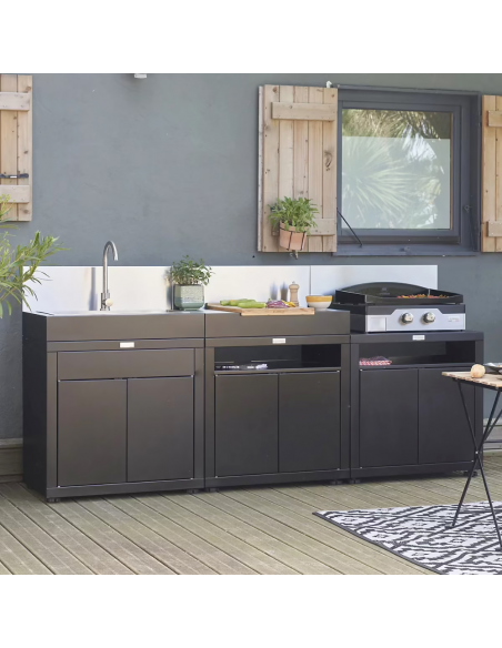 Cuisine extérieure en 3 élément crédence noire - Le Marquier Le Marquier Accessoires barbecue et plancha